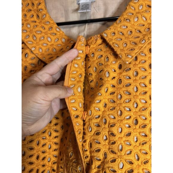 CHICOS Linen Blend Eyelet Blazer Jacket 3/4 Sleeve Sz 2/M Career Professional - Picture 6 of 10